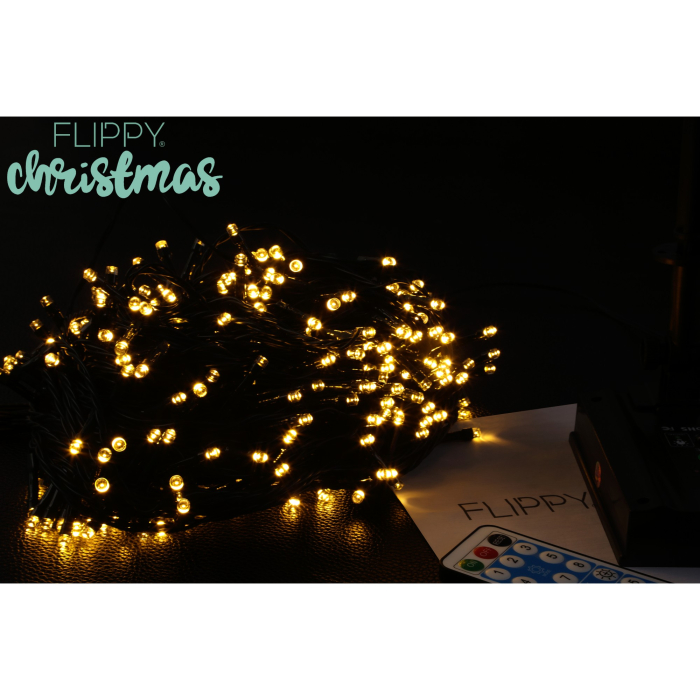 Instalatie luminoasa de Craciun cu LED, 300 LED-uri, 32 metri lungime, 8 programe, interior/exterior, incarcare solara, alb cald, Flippy [6]