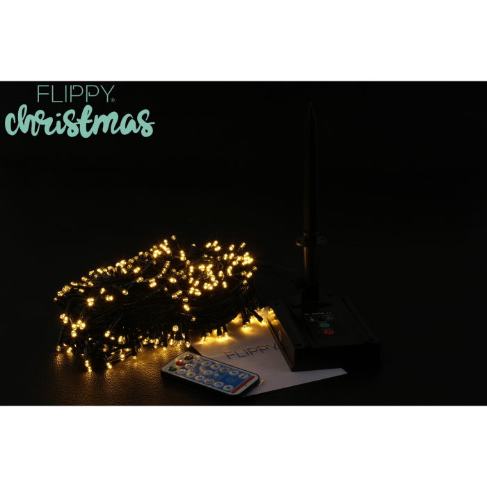 Instalatie luminoasa de Craciun cu LED, 300 LED-uri, 32 metri lungime, 8 programe, interior/exterior, incarcare solara, alb cald, Flippy [3]