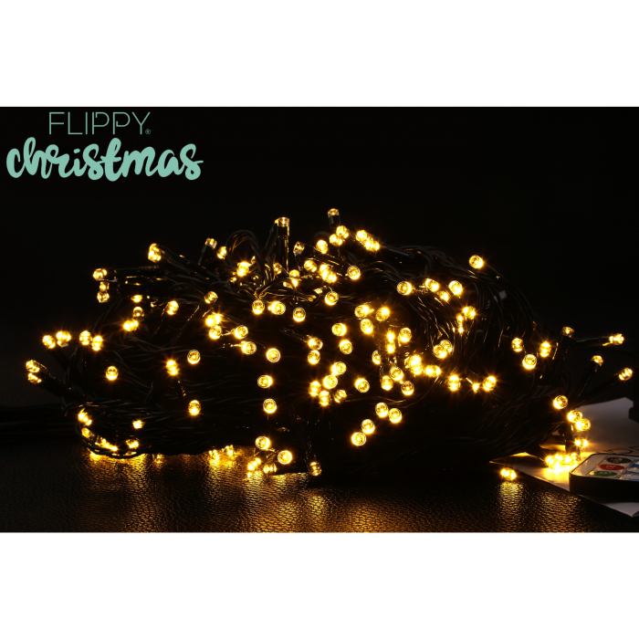 Instalatie luminoasa de Craciun cu LED, 300 LED-uri, 32 metri lungime, 8 programe, interior/exterior, incarcare solara, alb cald, Flippy [8]