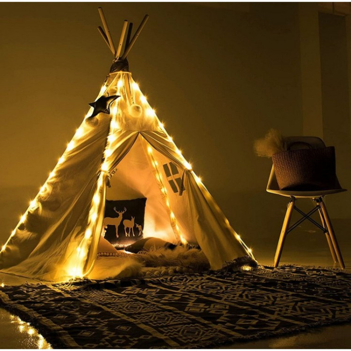 Instalatie luminoasa de Craciun tip furtun luminos, 300 LED-uri, 32 metri lungime, 8 programe, 2 metri prelungitor, sarma din cupru, incarcare solara, alb cald, Flippy [1]