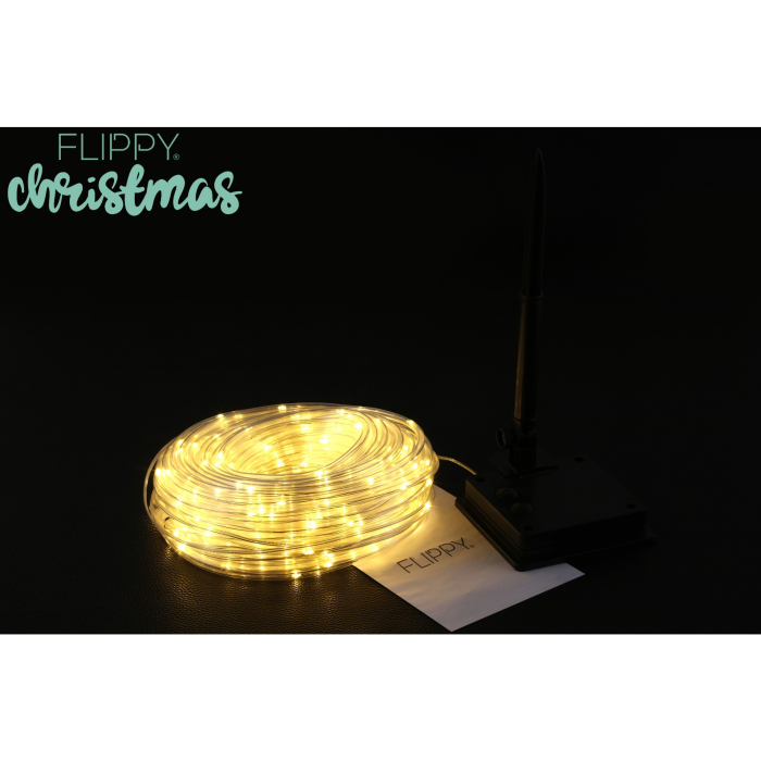 Instalatie luminoasa de Craciun tip furtun luminos, 300 LED-uri, 32 metri lungime, 8 programe, 2 metri prelungitor, sarma din cupru, incarcare solara, alb cald, Flippy [7]