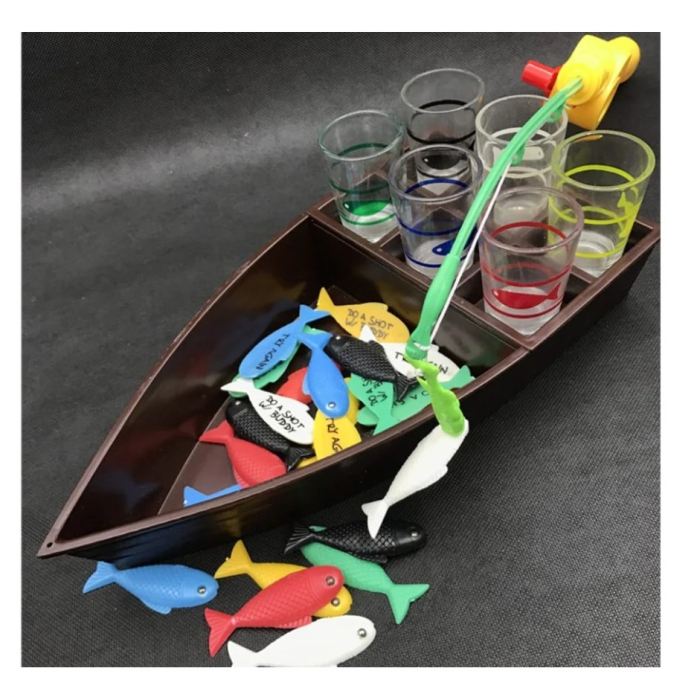 Joc de baut, La pescuit, Flippy, arunca undita si prinde provocarea, pahare de shot din sticla, pentru petreceri, distractiv,  31 x 15 x 5 cm, multicolor [6]