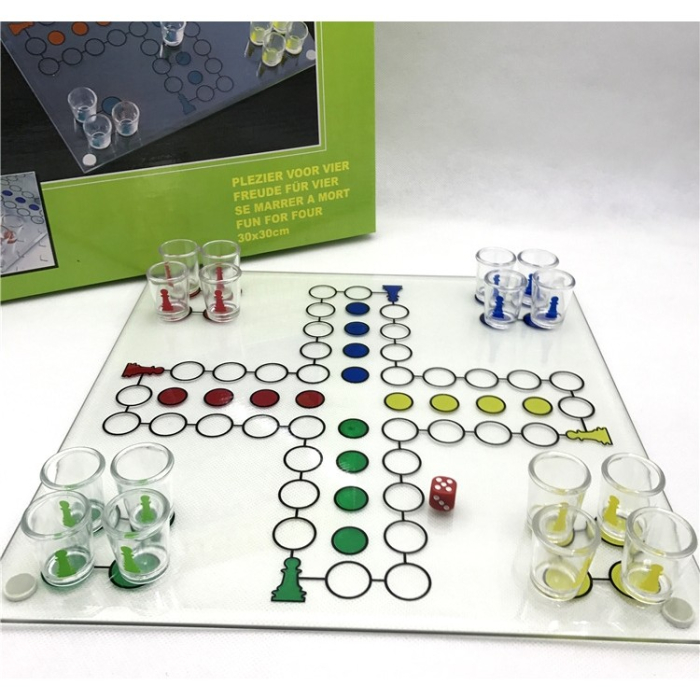 Joc de baut, Nu te supara frate, Flippy, cu pahare de shot din sticla, 30x30 cm, multicolor [2]