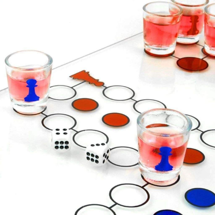 Joc de baut, Nu te supara frate, Flippy, cu pahare de shot din sticla, 30x30 cm, multicolor [6]