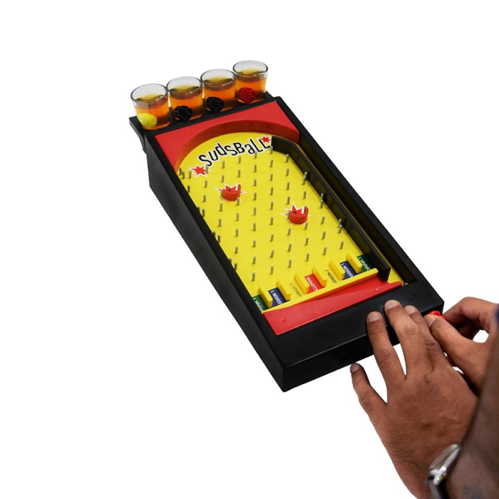 Joc de societate Pinball cu pahare pentru shoturi Flippy, 40 x 17,7 cm, galben [7]