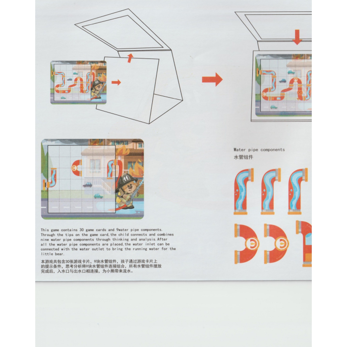 Joc educativ magnetic de interconectare, micul pompier, 15 nivele, 9 carti, pentru copii, +3 ani, multicolor [11]