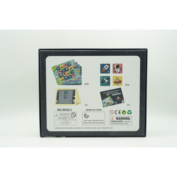 Joc educativ Sudoku cu tablita magnetica, 35 de piese, cartonase spatiu, Albastru [7]