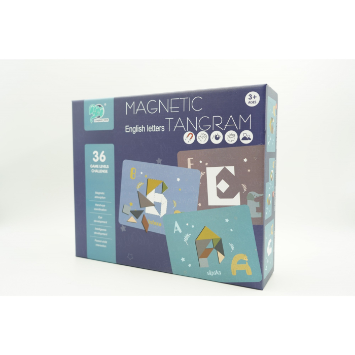 Joc Magnetic Tangram, tabla si forme diverse magnetice, 34 de piese, pentru copii, +3 ani, multicolor [8]