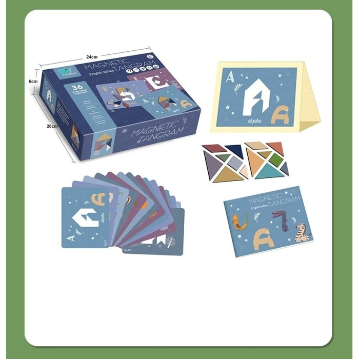 Joc Magnetic Tangram, tabla si forme diverse magnetice, 34 de piese, pentru copii, +3 ani, multicolor [5]