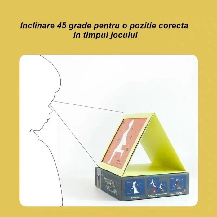 Joc Magnetic Tangram, tabla si forme diverse magnetice, 34 de piese, pentru copii, +3 ani, multicolor [3]