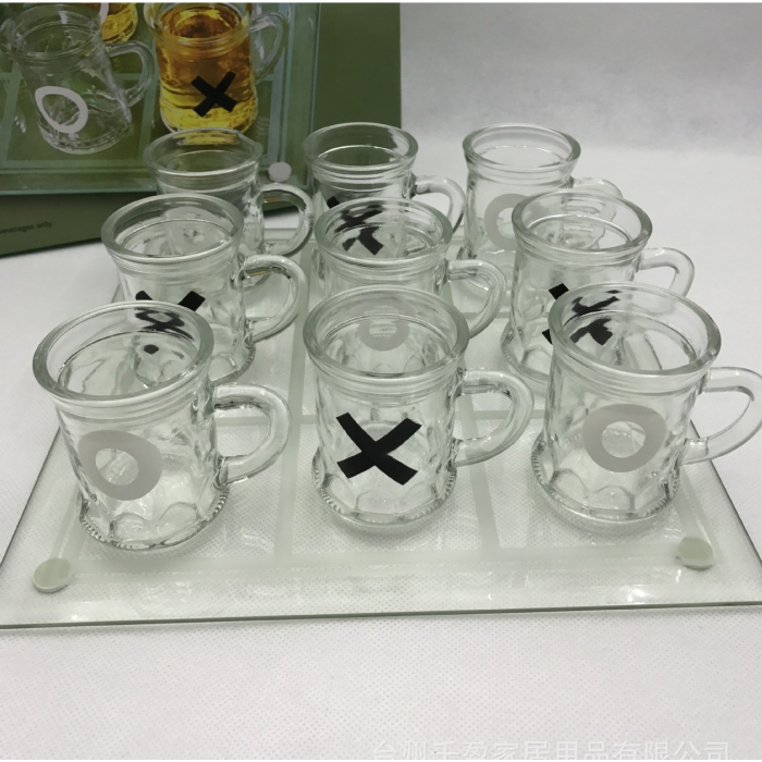 Joc X si O Flippy, cu Mini Halbe din Sticla, 25 x 25 cm, pentru Petreceri, Decor, Cadouri, Transparent [3]