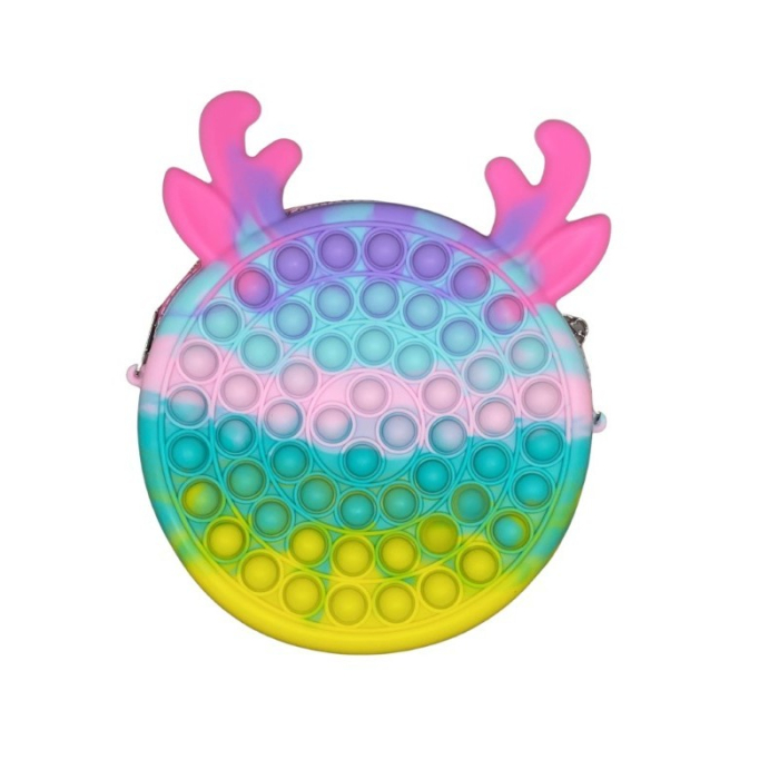 Jucarie antistres din silicon Flippy, Geanta Pop It, 16 cm, Ren, Macarons [2]