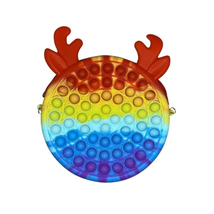 Jucarie antistres din silicon Flippy, Geanta Pop It, Ren, 16 cm, Curcubeu [2]