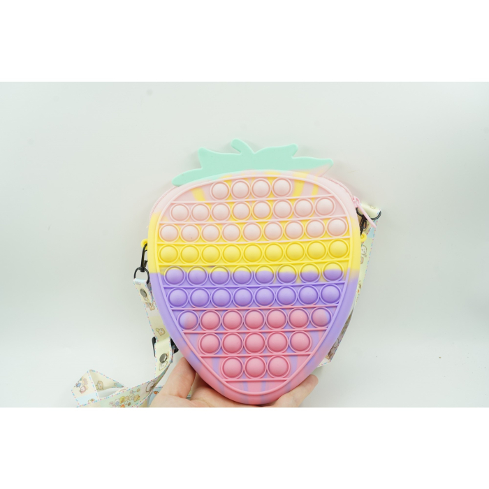 Jucarie Antistres din silicon Flippy, Pop It Now And Flip It, Capsuna, Multicolor [8]