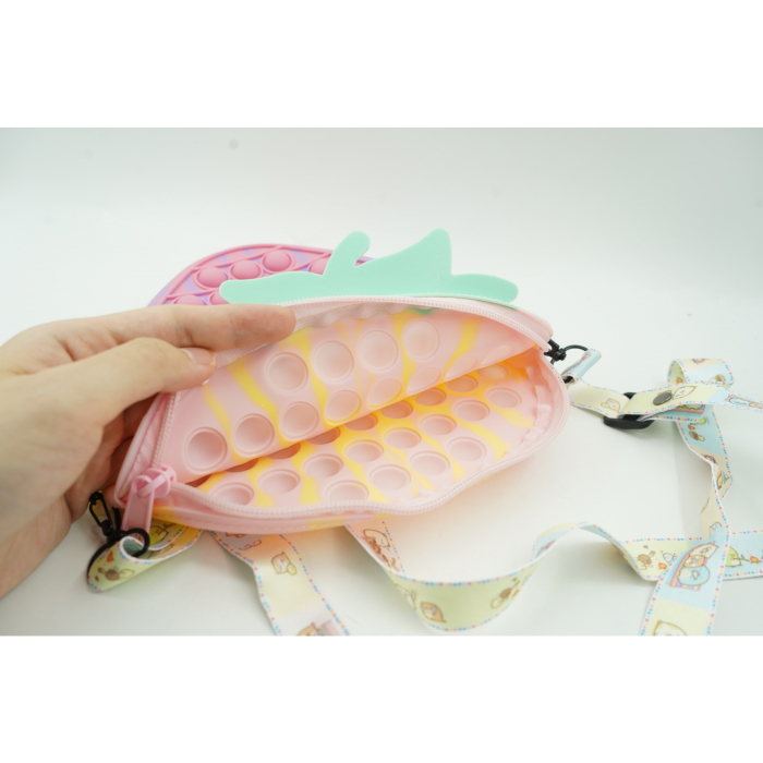 Jucarie Antistres din silicon Flippy, Pop It Now And Flip It, Capsuna, Multicolor [7]