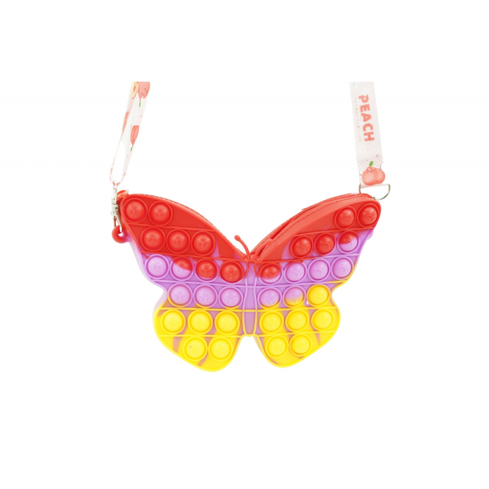 Jucarie antistres din silicon, Flippy, Pop It Now and Flip It, Geanta de umar, Fluture, Galben/Mov [1]