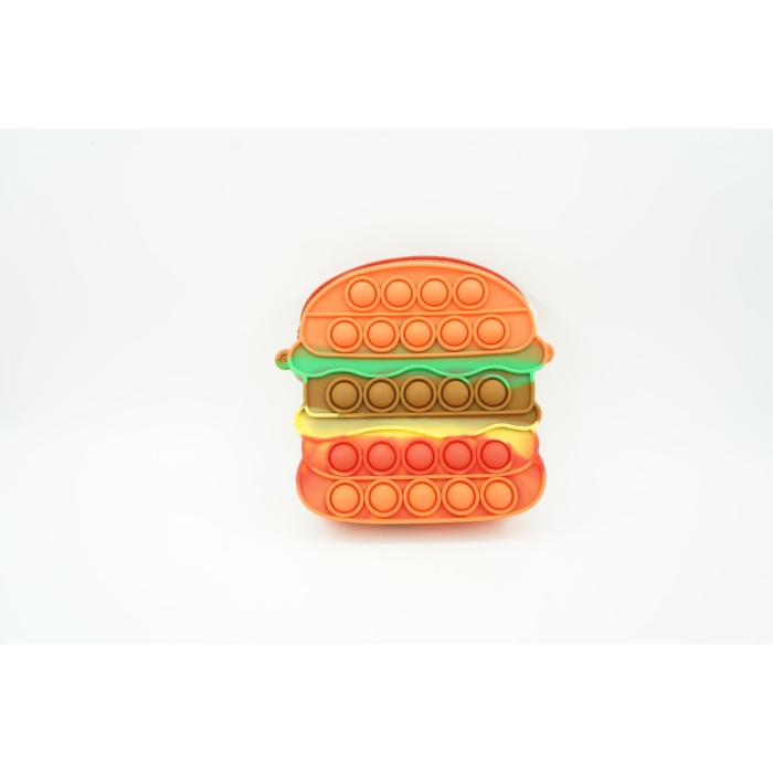 Jucarie antistres din silicon, Flippy, Pop It Now and Flip It, Geanta de umar, Hamburger, Portocaliu [2]