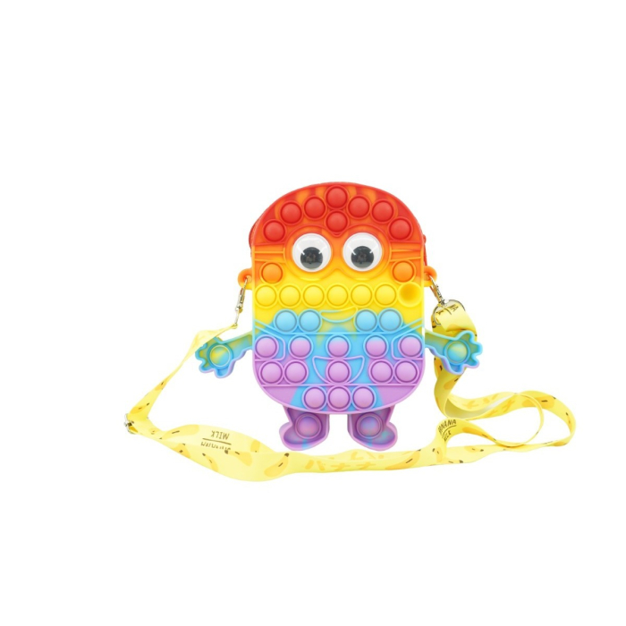 Jucarie antistres din silicon, Flippy, Pop It Now and Flip It, Geanta de umar, Minion, Multicolor [7]