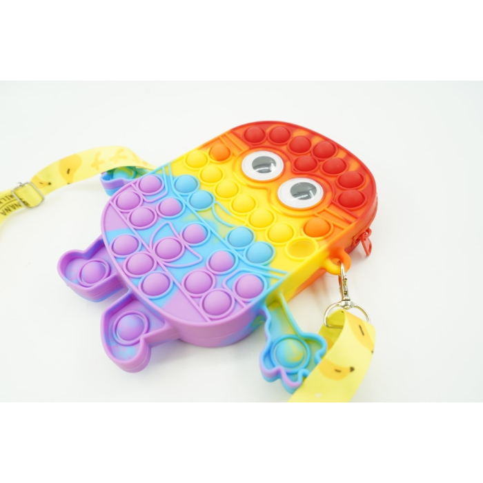 Jucarie antistres din silicon, Flippy, Pop It Now and Flip It, Geanta de umar, Minion, Multicolor [2]