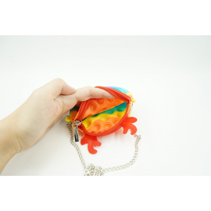 Jucarie antistres din silicon Flippy, Pop it Now and Flip It ,Mini Geanta, Ren, 6 cm, Curcubeu [5]