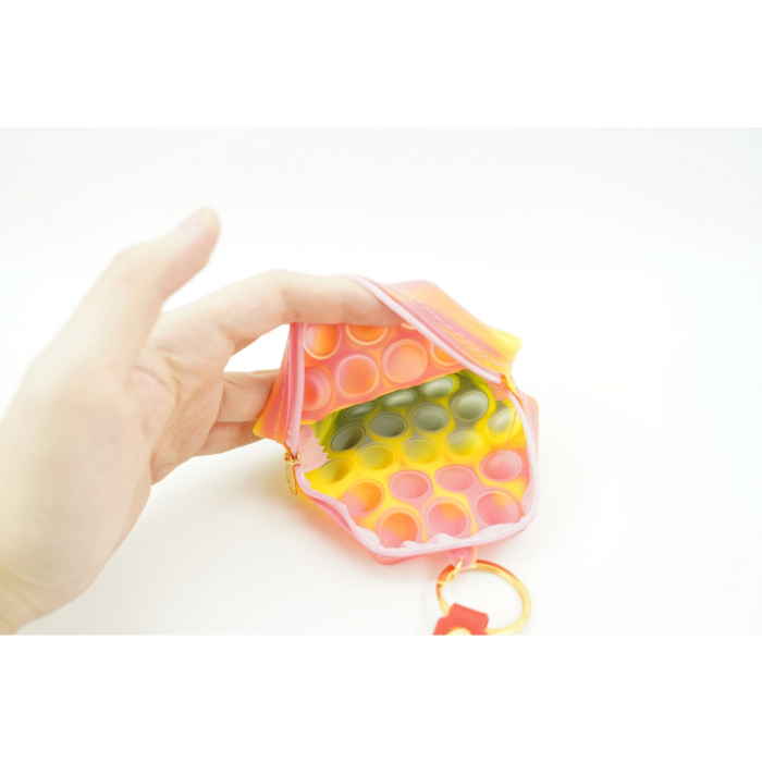 Jucarie antistres din silicon, Flippy, Pop It Now and Flip It, Portofel hexagon, Rosu/Roz [5]