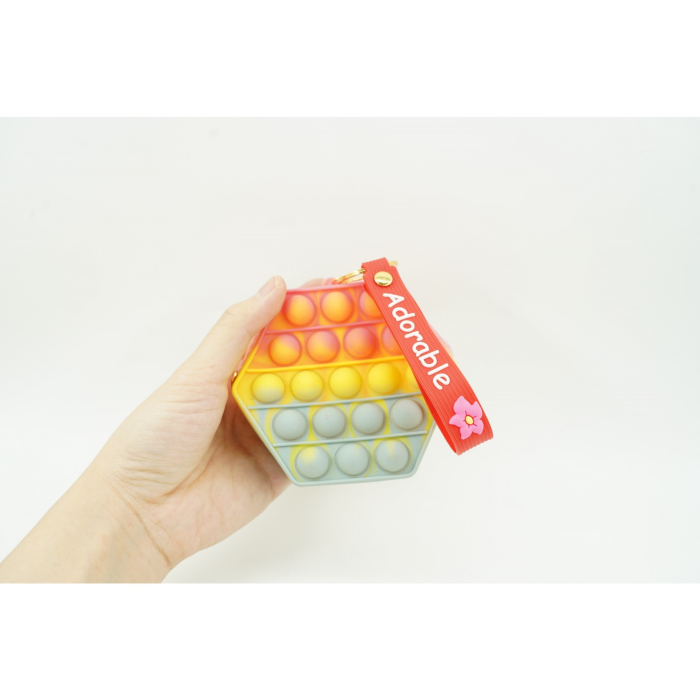 Jucarie antistres din silicon, Flippy, Pop It Now and Flip It, Portofel hexagon, Rosu/Roz [2]