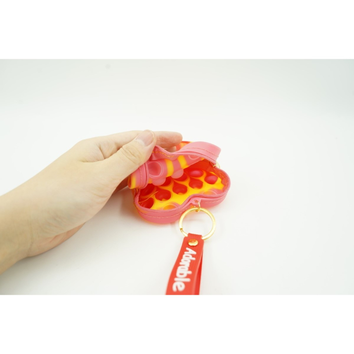 Jucarie antistres din silicon, Flippy, Pop It Now and Flip It, Portofel inima, Rosu/Galben [5]