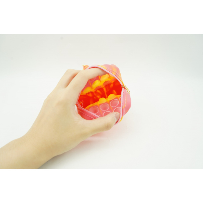 Jucarie antistres din silicon, Flippy, Pop It Now and Flip It, Portofel patrat, Rosu/Roz [4]