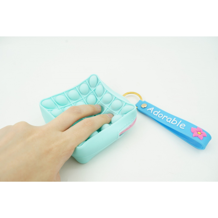 Jucarie antistres din silicon, Flippy, Pop It Now and Flip It, Portofel patrat, Verde/Bleu [4]