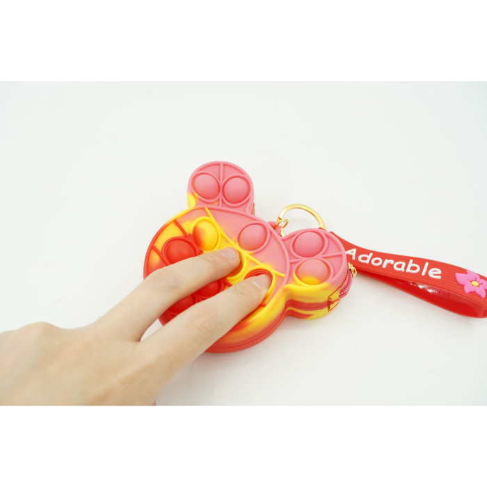 Jucarie antistres din silicon, Flippy, Pop It Now and Flip It, Portofel ursulet, Alb/Galben [4]
