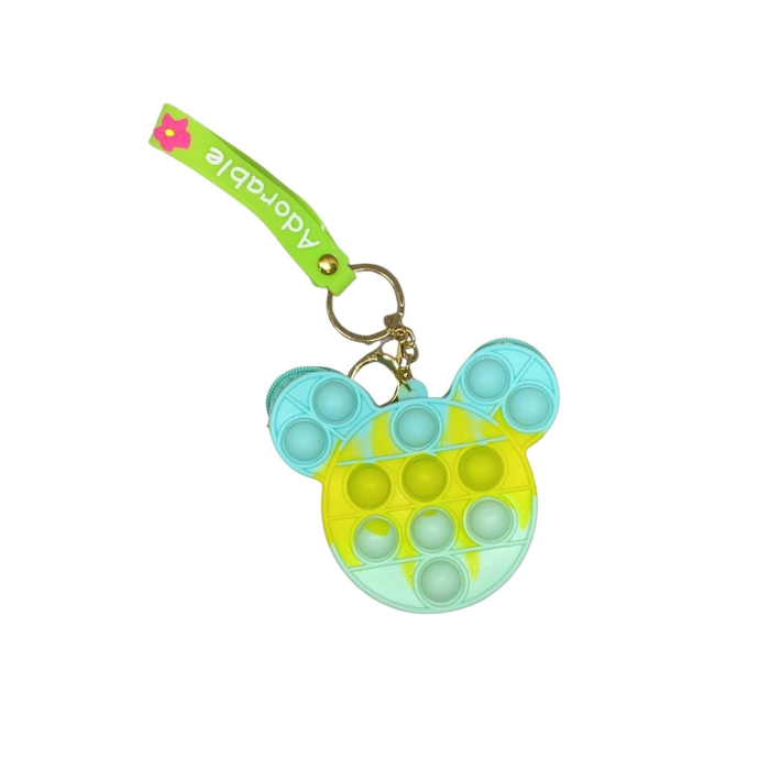 Jucarie antistres din silicon, Flippy, Pop It Now and Flip It, Portofel ursulet, Bleu/Galben [1]