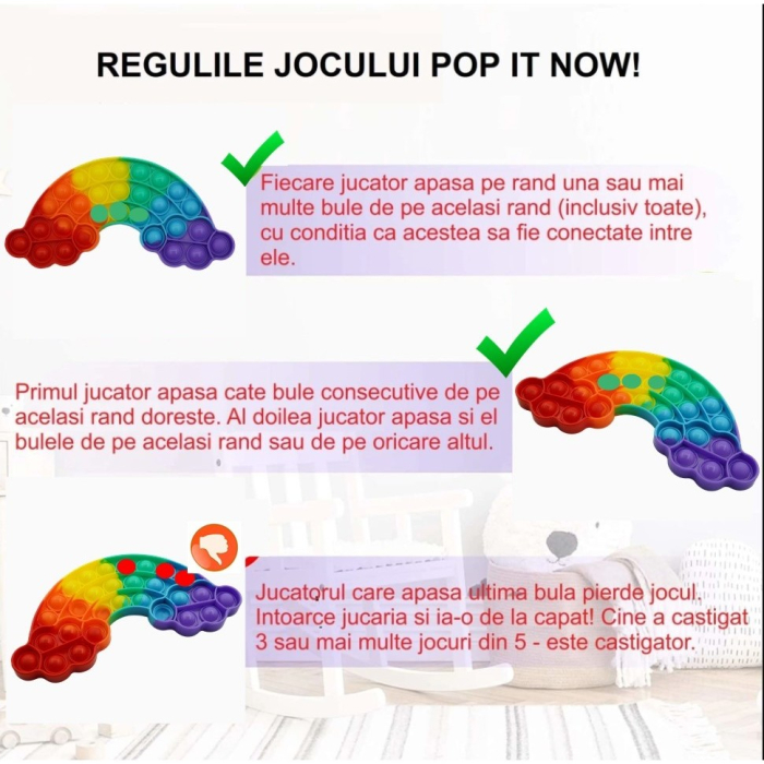 Jucarie antistres din silicon, Pop it Now and Flip It, Curcubeu, Multicolor [2]