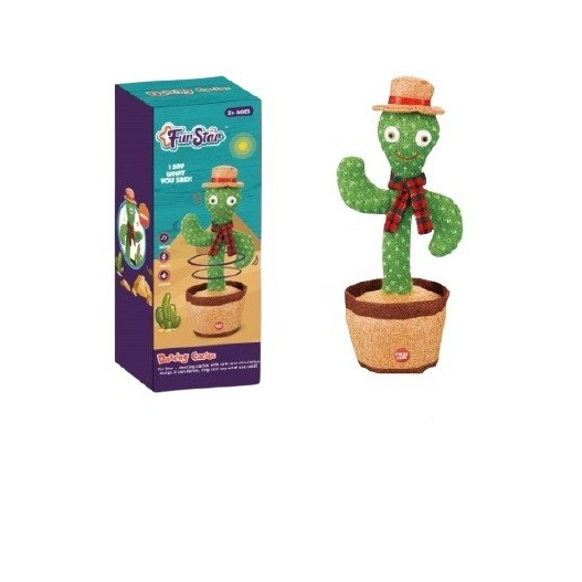 Jucarie Cactus dansator cu acumulator, Imita, Canta, Danseaza, Palarie si fular incluse [1]