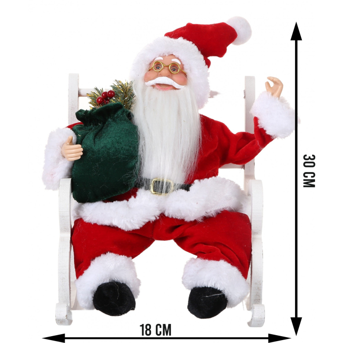 Jucarie decorativa, Flippy, Mos Craciun, 30 cm x 18 cm, grosime 18 cm, lana, tesatura de plus, poliester, interior/exterior [6]