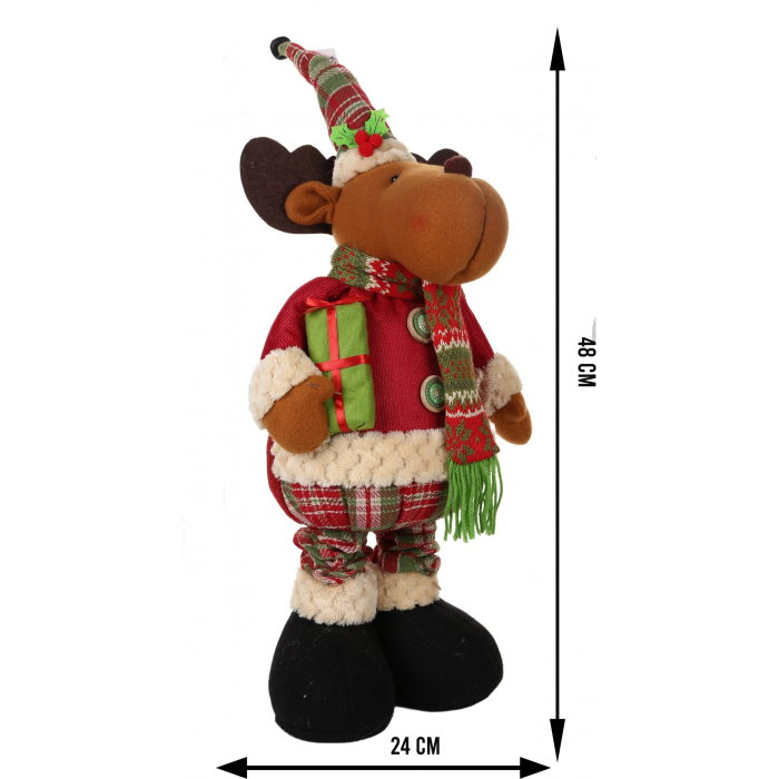Jucarie decorativa, Flippy, Ren, inaltime 48 cm,  cu extensie pana la 68 cm, latime 24 cm, lana, tesatura de plus, poliester, interior/exterior [10]