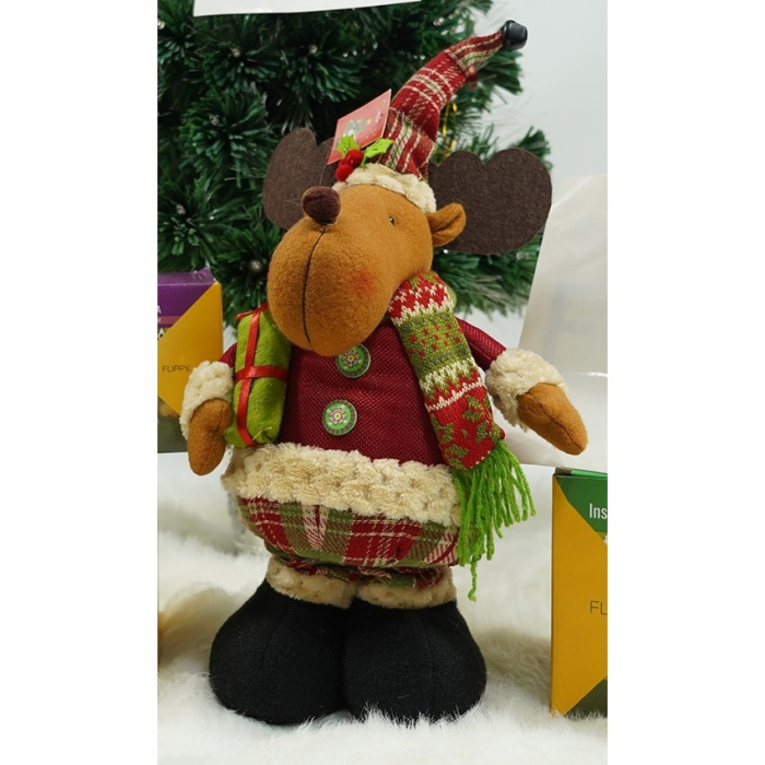 Jucarie decorativa, Flippy, Ren, inaltime 48 cm,  cu extensie pana la 68 cm, latime 24 cm, lana, tesatura de plus, poliester, interior/exterior [2]