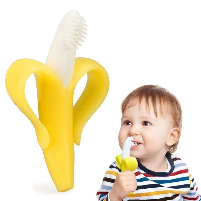 Jucarie dentitie bebelusi Flippy, banana, cu manere de prindere, material silicon non-toxic, fara miros, 10.5x5.9 cm, galben [8]