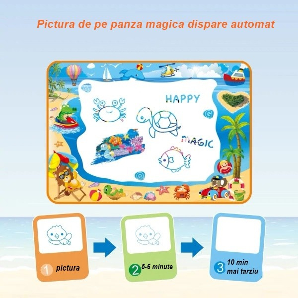 Jucarie educativa de colorat cu apa, covorasul magic, 100x70 cm [4]