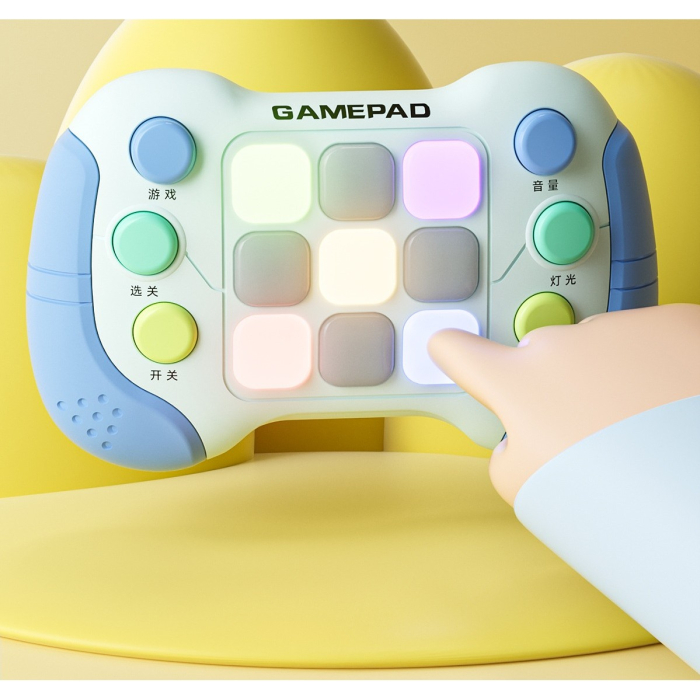 Jucarie Interactiva Flippy, Tip Consola Pop It, 6 butoane functionale, 5 Moduri de Joc, 600 Niveluri, + 3 ani, Albastru/Gri [3]