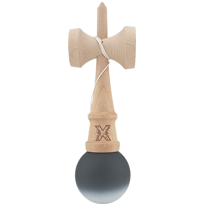 Kendama X Originala, Profesionala, Flippy, din Lemn, Rubber Grip, 18 cm, Negru/Alb [4]