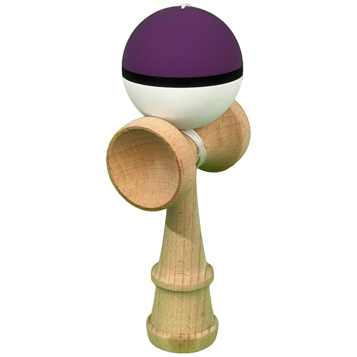 Kendama X Originala, Profesionala, Flippy, din Lemn, Rubber Grip, 18 cm, Mov/Negru/Alb [2]