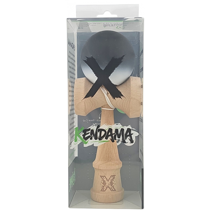 Kendama X Originala, Profesionala, Flippy, din Lemn, Rubber Grip, 18 cm, Alb/Negru [2]