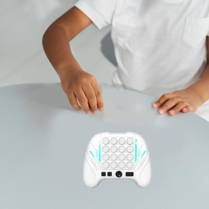 Jucarie Interactiva Pop It, Flippy, Tip Consola, Anti-Stres, 5 Moduri de Joc, din ABS si Silicon, +3 Ani, Sunete si Lumini Model Controller, Alb [6]