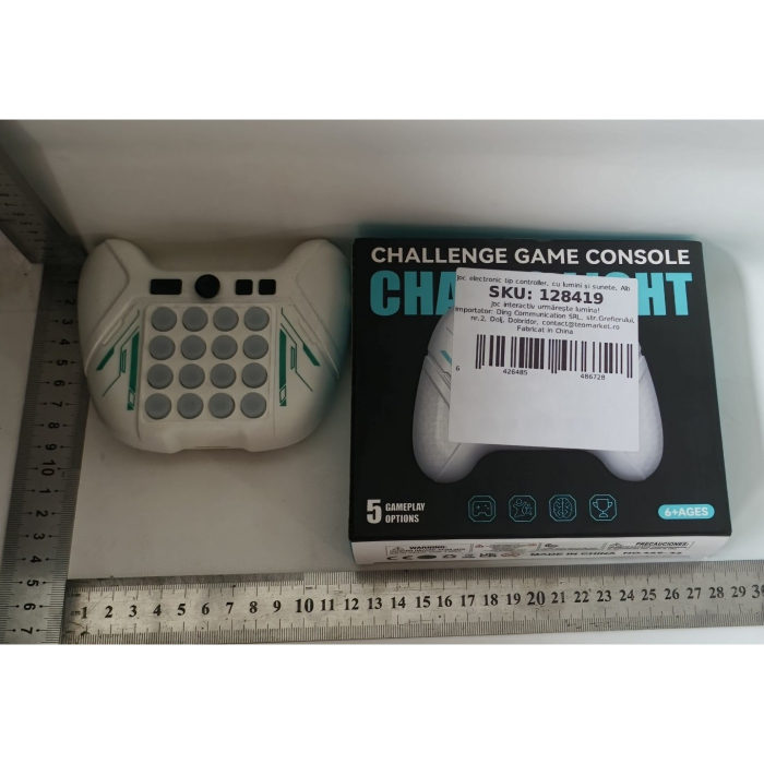 Jucarie Interactiva Pop It, Flippy, Tip Consola, Anti-Stres, 5 Moduri de Joc, din ABS si Silicon, +3 Ani, Sunete si Lumini Model Controller, Alb [2]