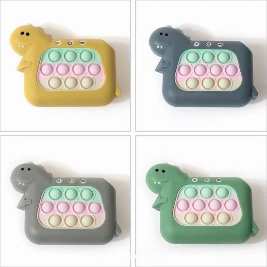 Jucarie Interactiva Pop It Whack A Mole, Flippy, Tip Consola, Anti-Stres, 4 Moduri de Joc, din ABS si Silicon, +3 Ani, Model Dinozaur, Verde [9]