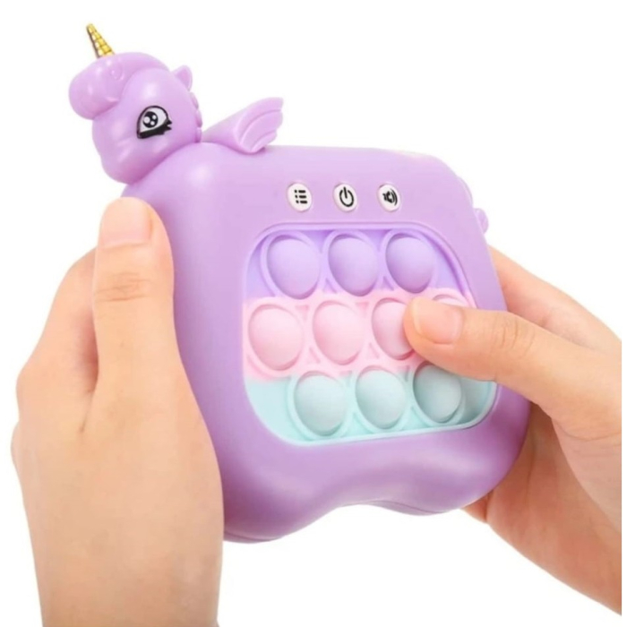 Jucarie Interactiva Pop It Whack A Mole, Flippy, Tip Consola, Anti-Stres, 4 Moduri de Joc, din ABS si Silicon, +3 Ani, Model Unicorn, Mov [3]