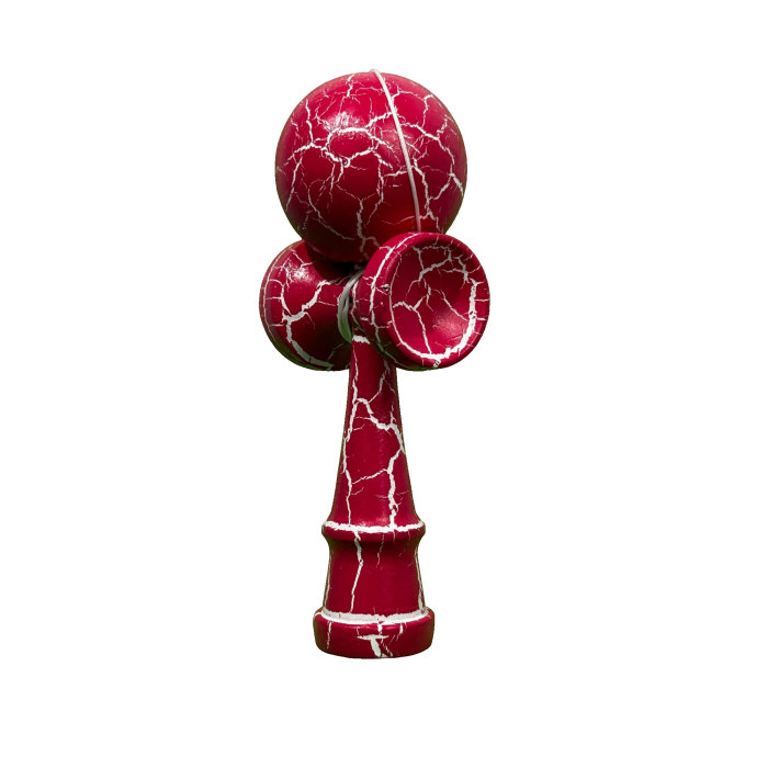 Kendama X Originala, Profesionala, Flippy, Cracked, din Lemn, 18 cm, Roz Aprins/Alb [2]