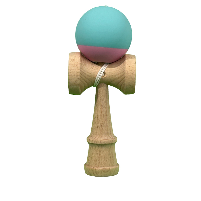 Jucarie Interactiva Kendama Profesionala, Flippy, din Lemn, 18 cm, Joc de Indemanare pentru Copii si Adulti, Bicolor Turcoaz Roz Descopera o experienta autentica de joc si indemanare cu aceasta Kendam [1]