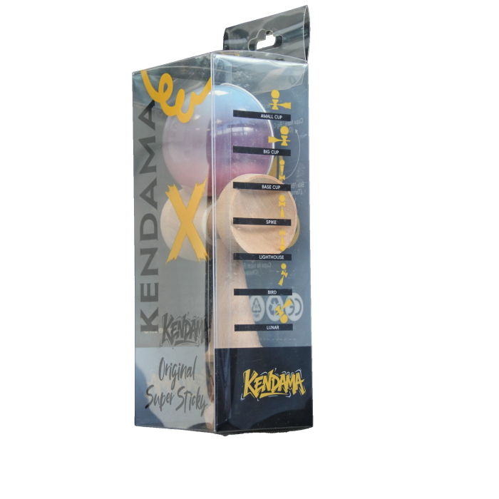 Jucarie Kendama X Originala, Profesionala, Flippy, Super Sticky din Lemn, 18 cm, Gradient Albastru Deschis/Mov/Roz [4]