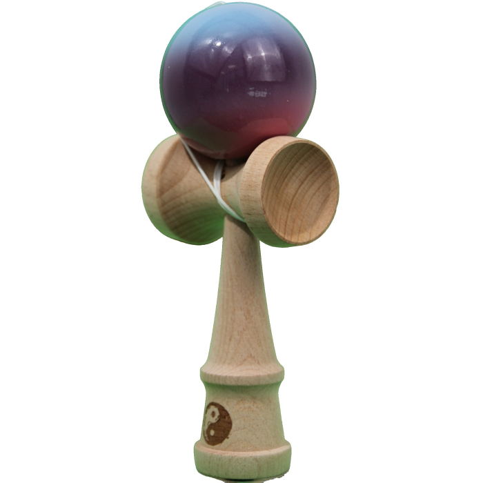 Jucarie Kendama X Originala, Profesionala, Flippy, Super Sticky din Lemn, 18 cm, Gradient Albastru Deschis/Mov/Roz [2]